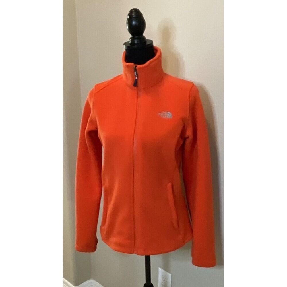 The North Face Women SP Orange Fitted Zip Up Jacket 4 Pocket Zip Warm Drawstring